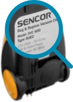 Toate informațiile importante se află de obicei pe spatele aspiratorului